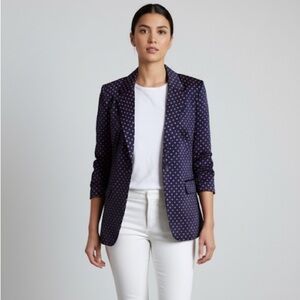 Thakoon navy blue & pink silk viscose patterned blazer - size 8 NWOT